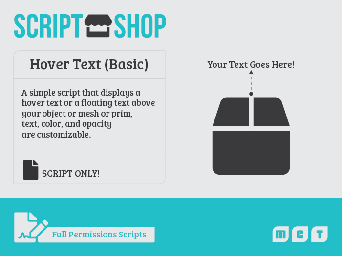 Second Life Marketplace Hover Text Floating Text (Basic) Full